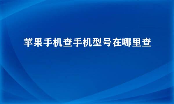 苹果手机查手机型号在哪里查