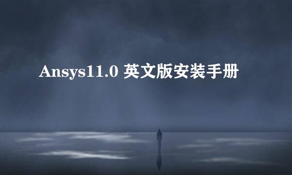 Ansys11.0 英文版安装手册