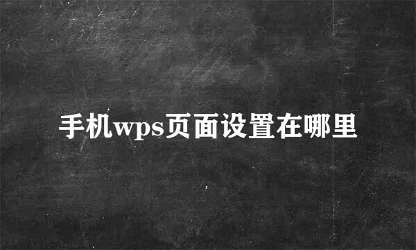 手机wps页面设置在哪里
