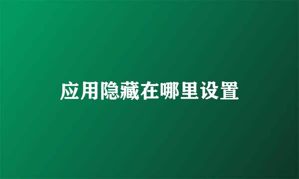 应用隐藏在哪里设置