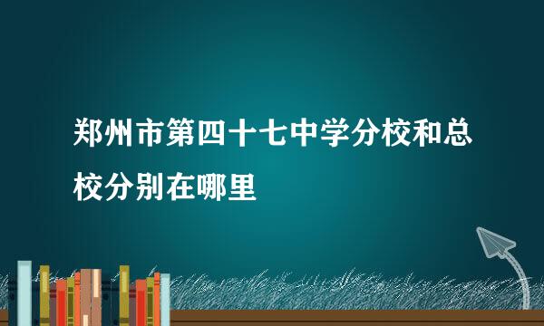 郑州市第四十七中学分校和总校分别在哪里