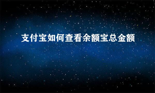 支付宝如何查看余额宝总金额