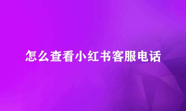 怎么查看小红书客服电话
