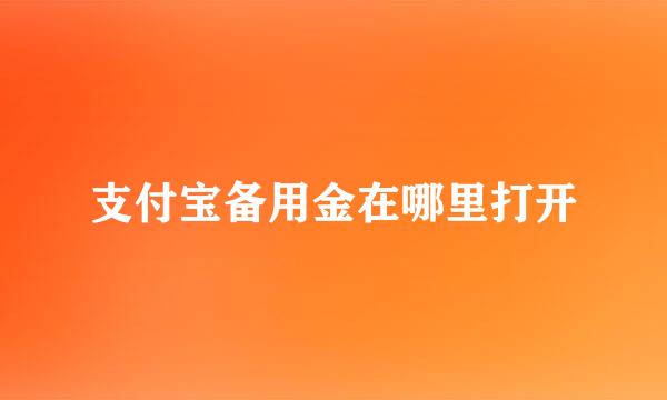 支付宝备用金在哪里打开