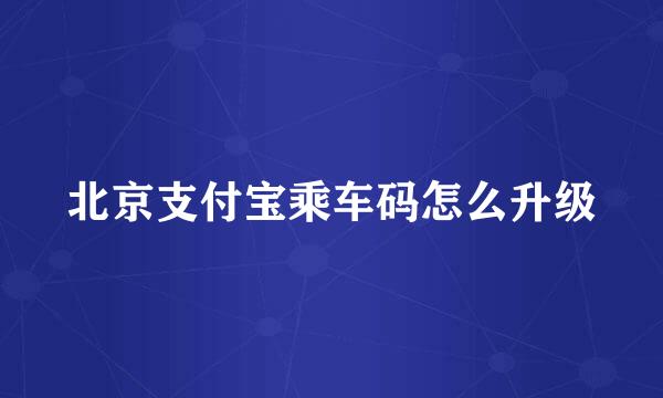 北京支付宝乘车码怎么升级