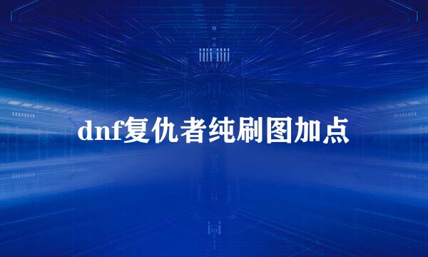 dnf复仇者纯刷图加点