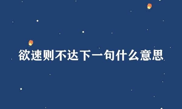 欲速则不达下一句什么意思