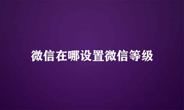 微信在哪设置微信等级