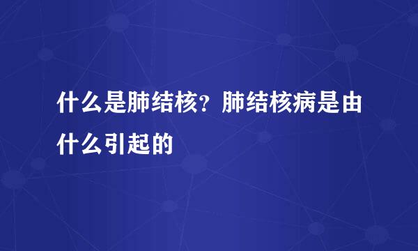 什么是肺结核？肺结核病是由什么引起的