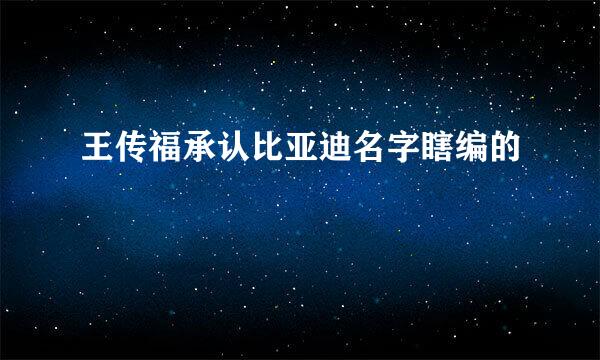王传福承认比亚迪名字瞎编的