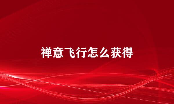 禅意飞行怎么获得