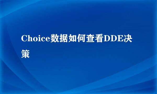 Choice数据如何查看DDE决策