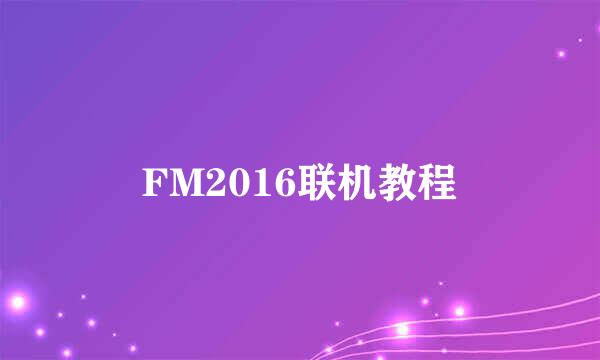 FM2016联机教程