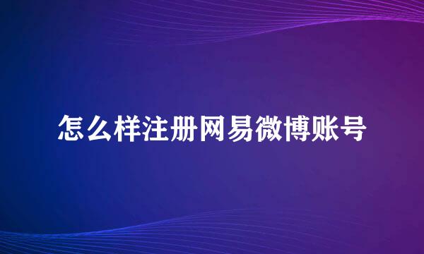 怎么样注册网易微博账号