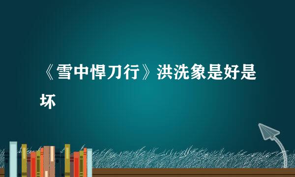 《雪中悍刀行》洪洗象是好是坏