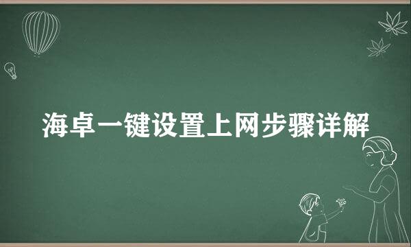 海卓一键设置上网步骤详解