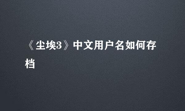 《尘埃3》中文用户名如何存档