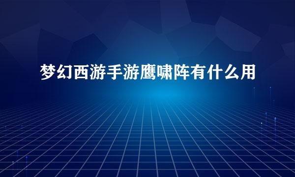 梦幻西游手游鹰啸阵有什么用