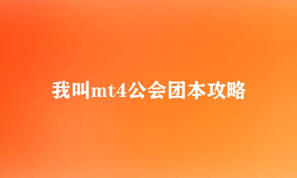 我叫mt4公会团本攻略