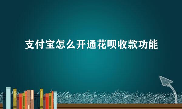 支付宝怎么开通花呗收款功能