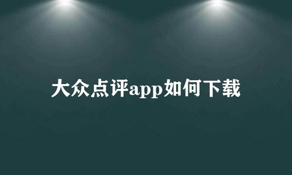 大众点评app如何下载