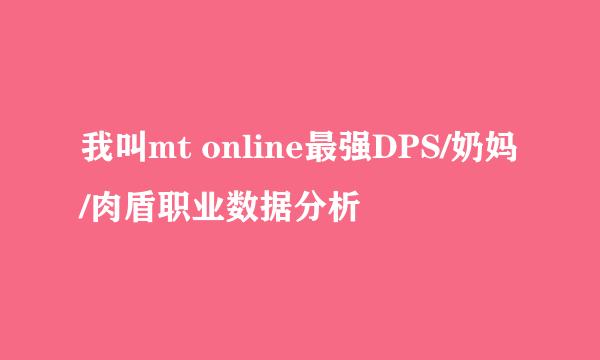 我叫mt online最强DPS/奶妈/肉盾职业数据分析