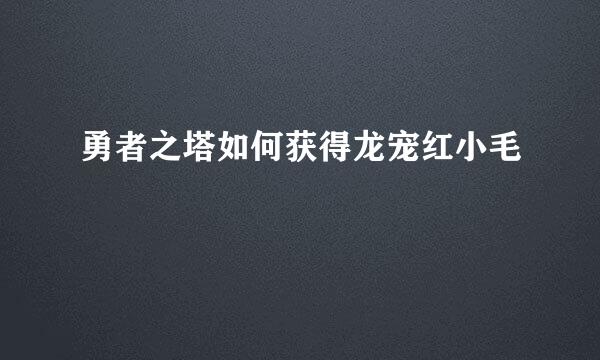 勇者之塔如何获得龙宠红小毛