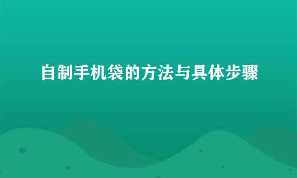 自制手机袋的方法与具体步骤