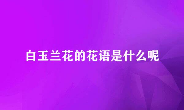 白玉兰花的花语是什么呢