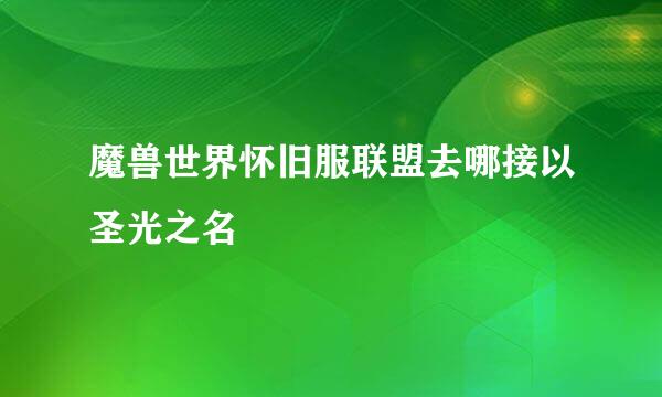 魔兽世界怀旧服联盟去哪接以圣光之名