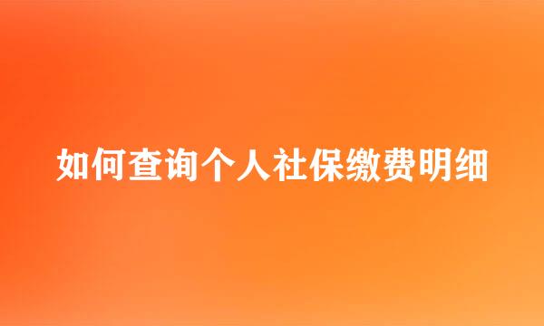 如何查询个人社保缴费明细
