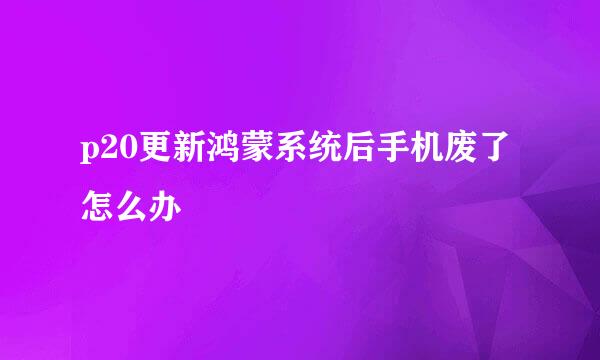 p20更新鸿蒙系统后手机废了怎么办