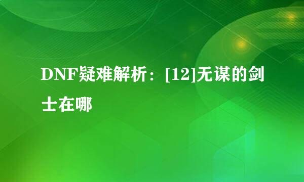 DNF疑难解析：[12]无谋的剑士在哪