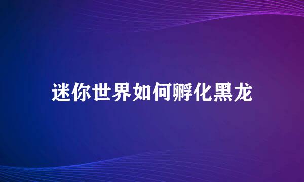 迷你世界如何孵化黑龙