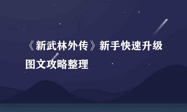 《新武林外传》新手快速升级图文攻略整理