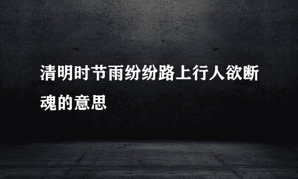 清明时节雨纷纷路上行人欲断魂的意思