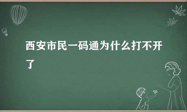 西安市民一码通为什么打不开了