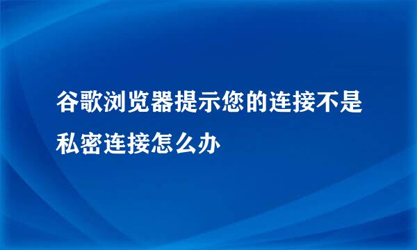 谷歌浏览器提示您的连接不是私密连接怎么办