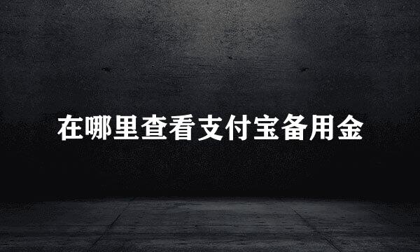 在哪里查看支付宝备用金