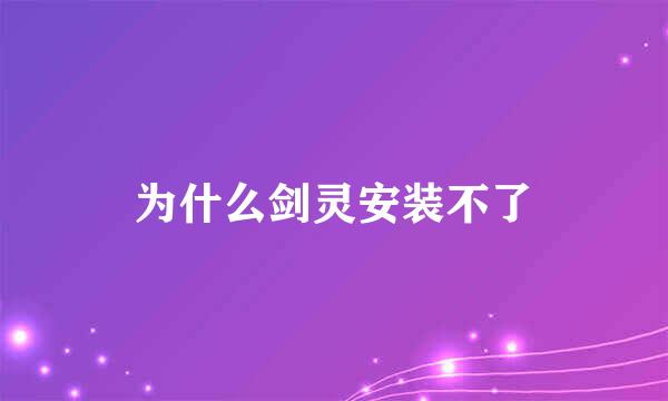 为什么剑灵安装不了