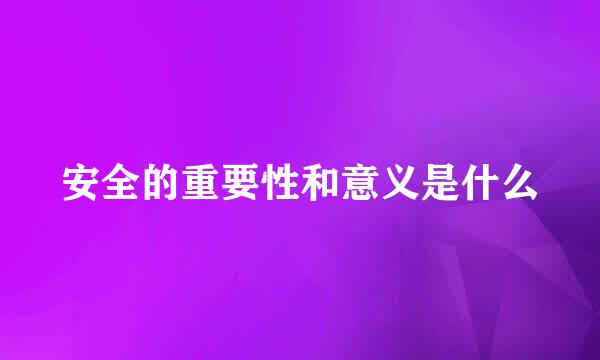 安全的重要性和意义是什么