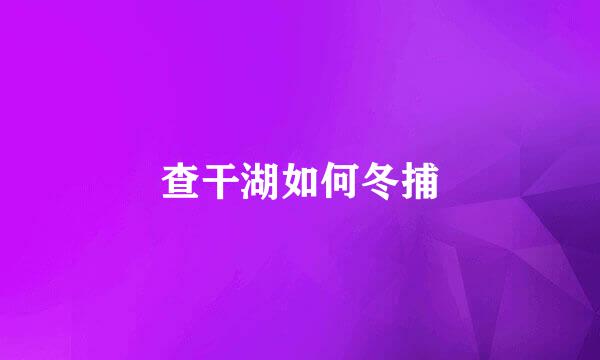 查干湖如何冬捕
