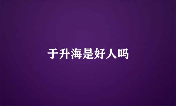 于升海是好人吗