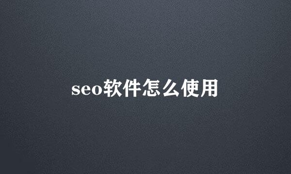 seo软件怎么使用