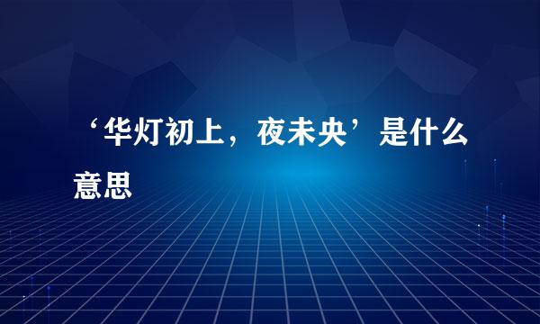 ‘华灯初上，夜未央’是什么意思