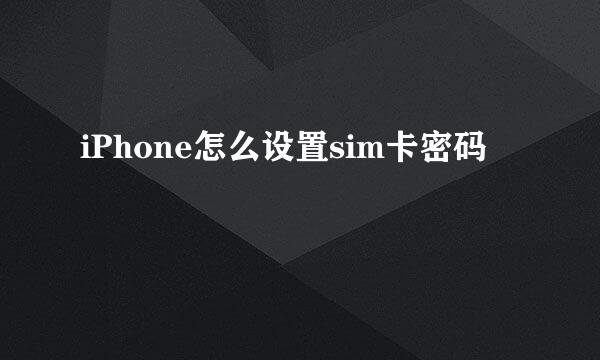 iPhone怎么设置sim卡密码