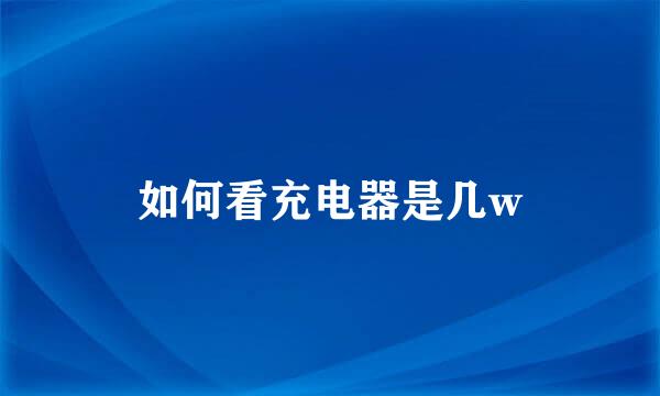 如何看充电器是几w