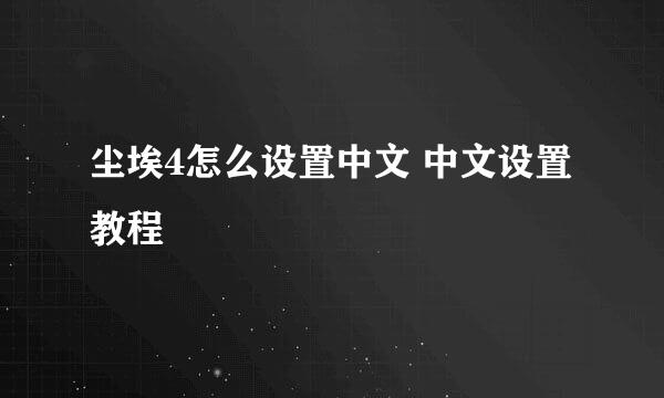尘埃4怎么设置中文 中文设置教程