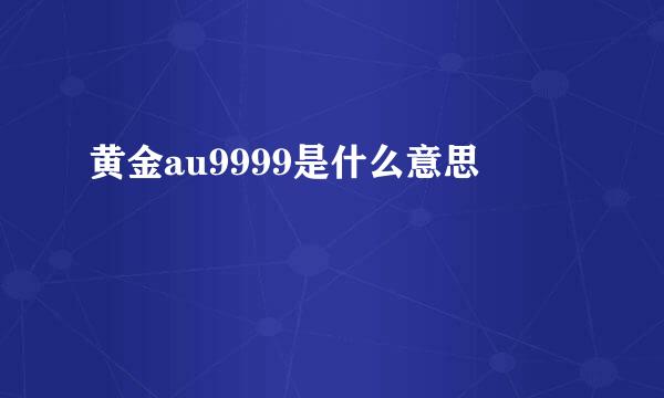 黄金au9999是什么意思