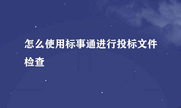 怎么使用标事通进行投标文件检查